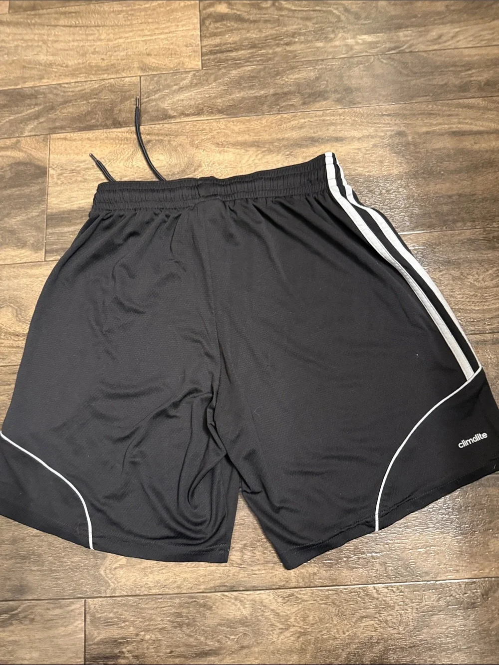 adidas Black Athletic Shorts with White Stripes